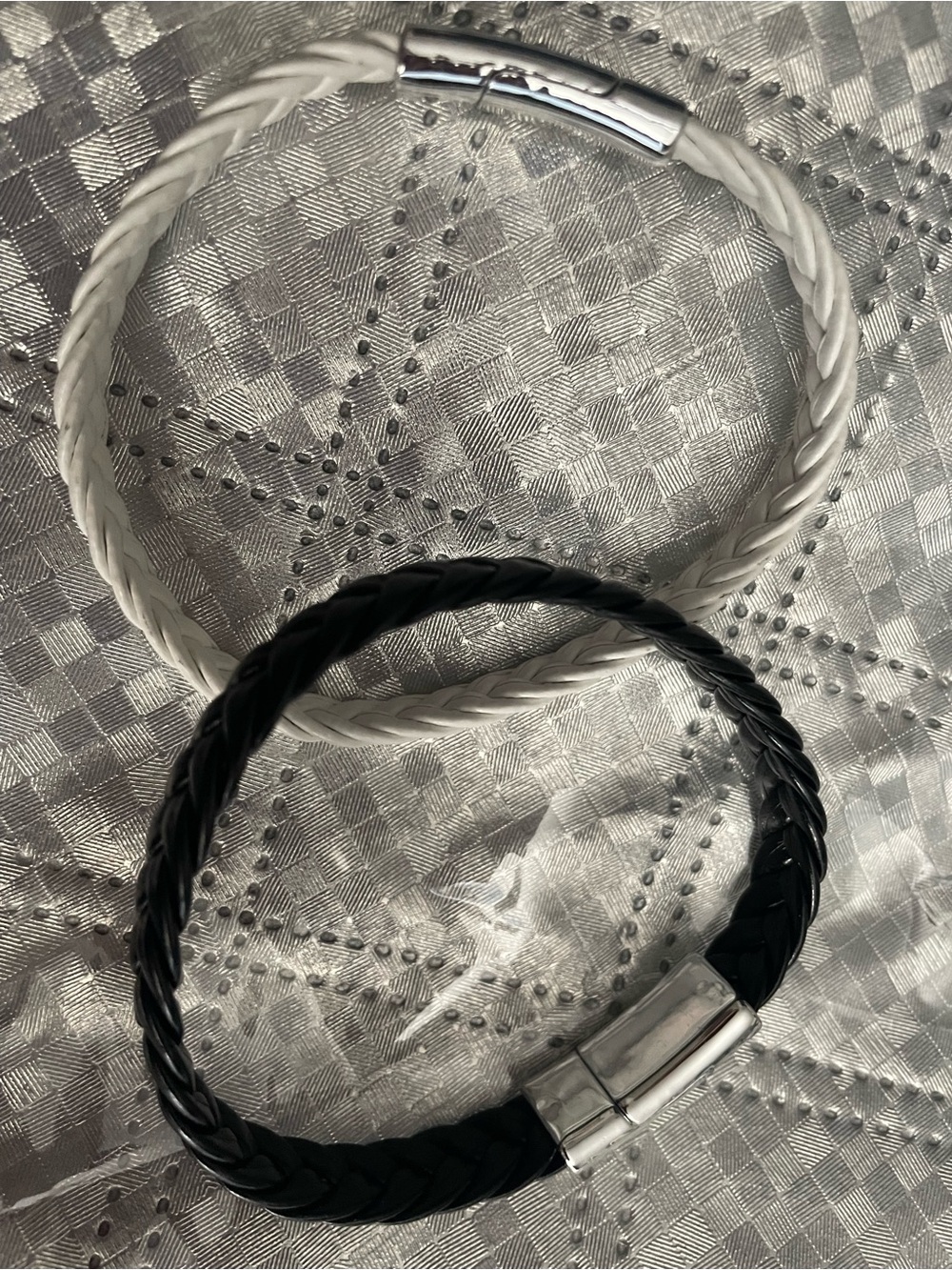 Braided PU leather magnetic clasp bracelet, set of 2, NEW